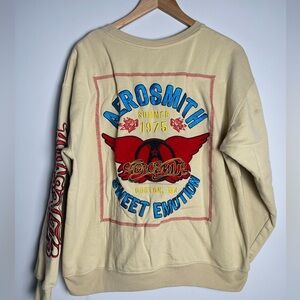 Aerosmith Embroidered Sweet Emotions Cotton Crewneck Sweatshirt XXL